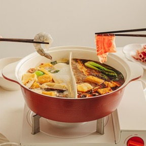 【韓國Dr.HOWS】TWO POT 鴛鴦鍋(28cm)-珊瑚紅